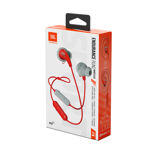 JBL Endurance Run 2 Wireless - Coral Orange - Waterproof Wireless In-Ear Sport Headphones - Detailshot 10